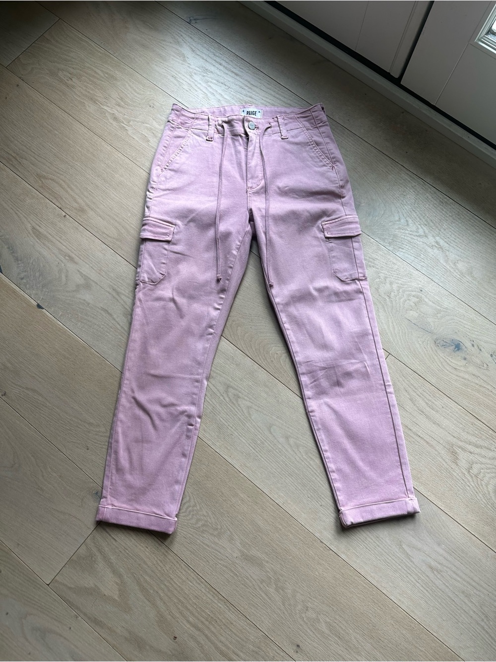 PAIGE Soft Pink Cargo Boyfriend Jeans